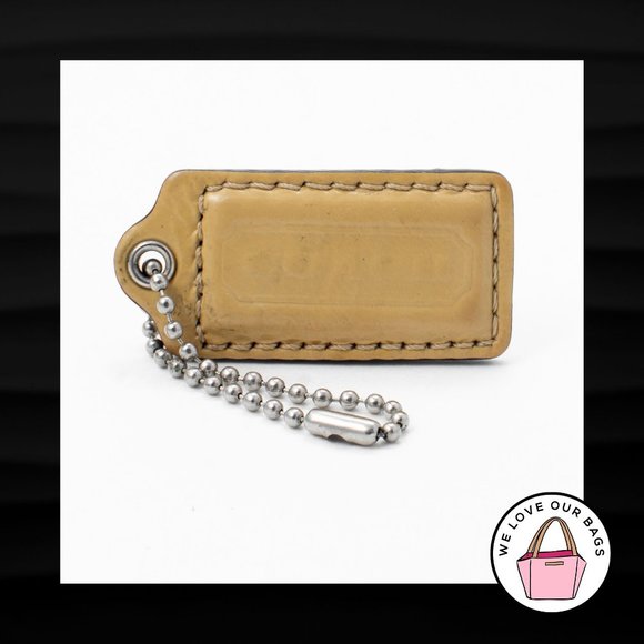 2" Medium COACH MUTED YELLOW PATENT LEATHER KEY FOB BAG CHARM KEYCHAIN HANG TAG - Picture 1 of 1